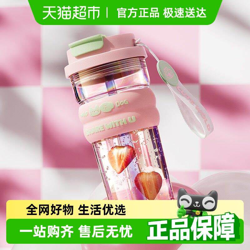 物生物玻璃杯女高颜值吸管水杯子可携式高级感茶水分离泡茶杯高硼