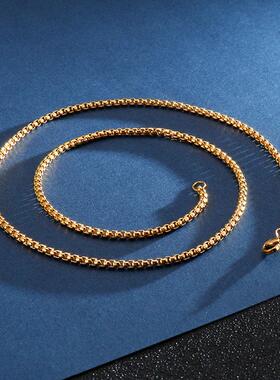 3mm Men's Stainless Steel Thick Golden Link Chain Neckla