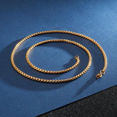 3mm Men's Stainless Steel Thick Golden Link Chain Neckla