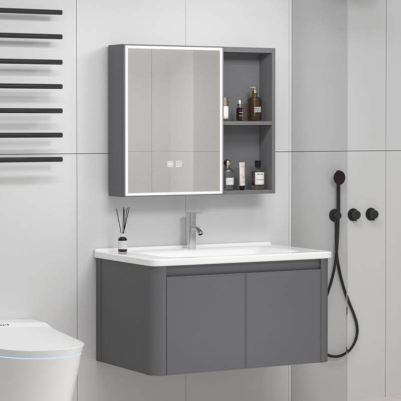 浴室柜组合太空铝合金卫生间洗手盆陶瓷一体台盆新款洗脸池洗漱台