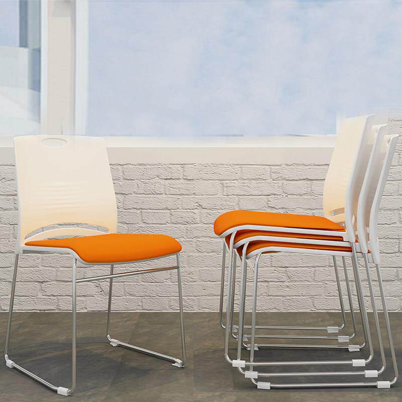 办公椅培训椅简约塑料椅实心钢管弓形会议椅可叠落洽谈椅电脑椅子