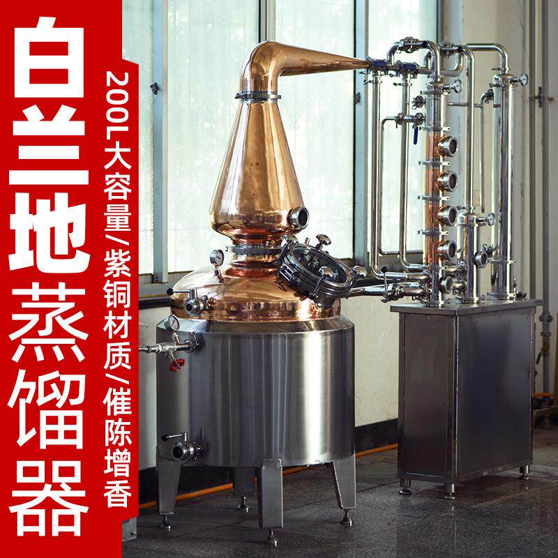 200L白兰地蒸馏机酒酿酒设备高度酒精蒸馏器厂家直销