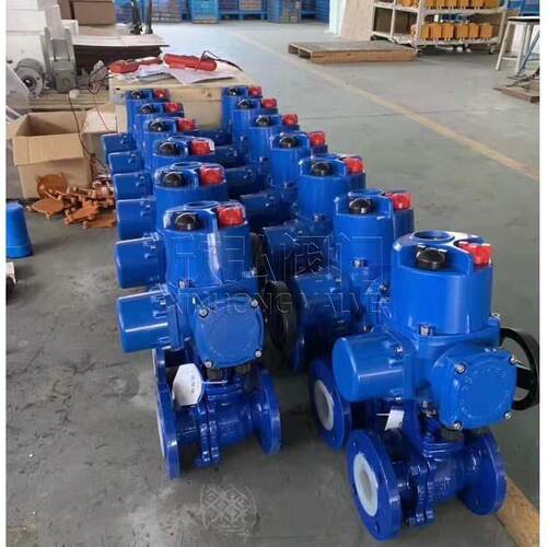 Q941F4阀6电动衬弘氟球阀法兰 现货 对夹  耐酸577性 欣门