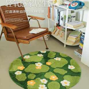 机织家用苔藓森林地毯客厅儿童卧室床边毯ins门口圆形绿色地垫