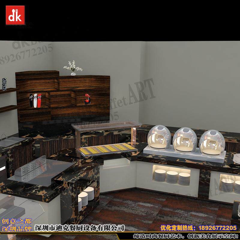 自助餐台定制餐厅厨房规划设计餐台布局热卖移动布菲台
