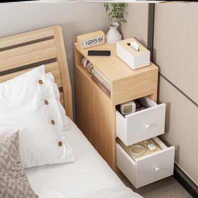 Mini Bedside Table Ultra Narrow Rounded Corner Locker