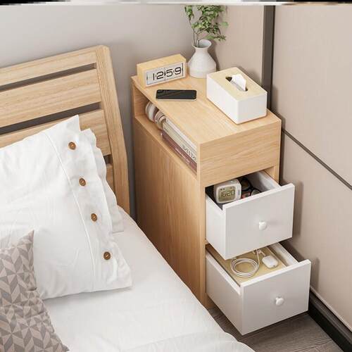 Mini Bedside Table Ultra Narrow Rounded Corner Locker