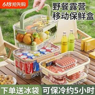 手提保鲜盒出户外露营便捷密封盒野餐移动小冰箱收纳水果便当盒