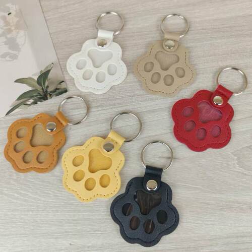 热销宠物毛发PU收纳包便携爪印钥匙扣挂件毛发纪念牌猫狗宠物挂牌