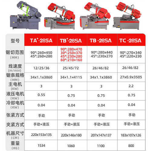 转角锯床4028金属斜切45度卧式带锯床液压半自动钢筋钢材小型锯床