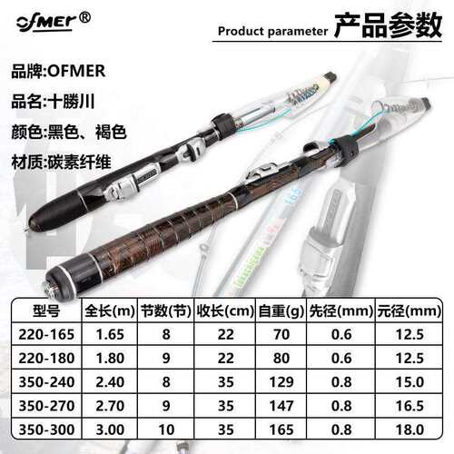 OFMER十勝川小矶竿轻量设计方便携带多水域通用碳素短节轻量矶竿