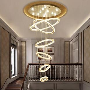 复式 楼吊灯客厅吊灯挑空挑高小l空oft公寓水中晶大楼梯间灯长9768