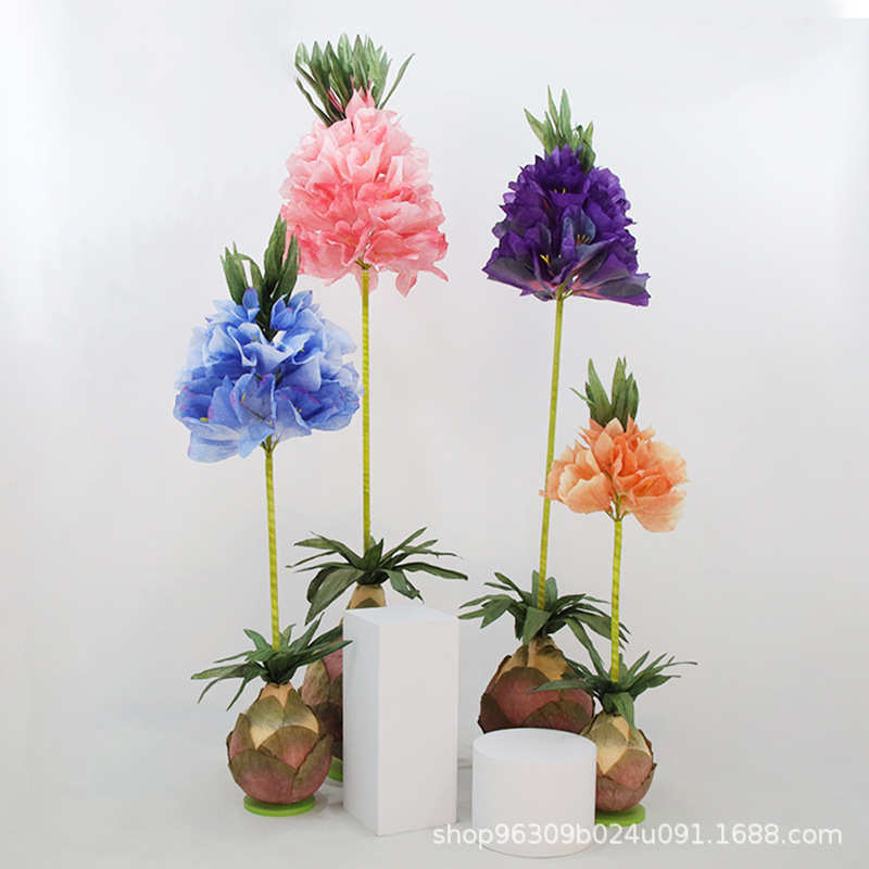 菠萝花巨型仿真花摆设纸花防水商场落地花艺婚庆道具商场布置纸艺