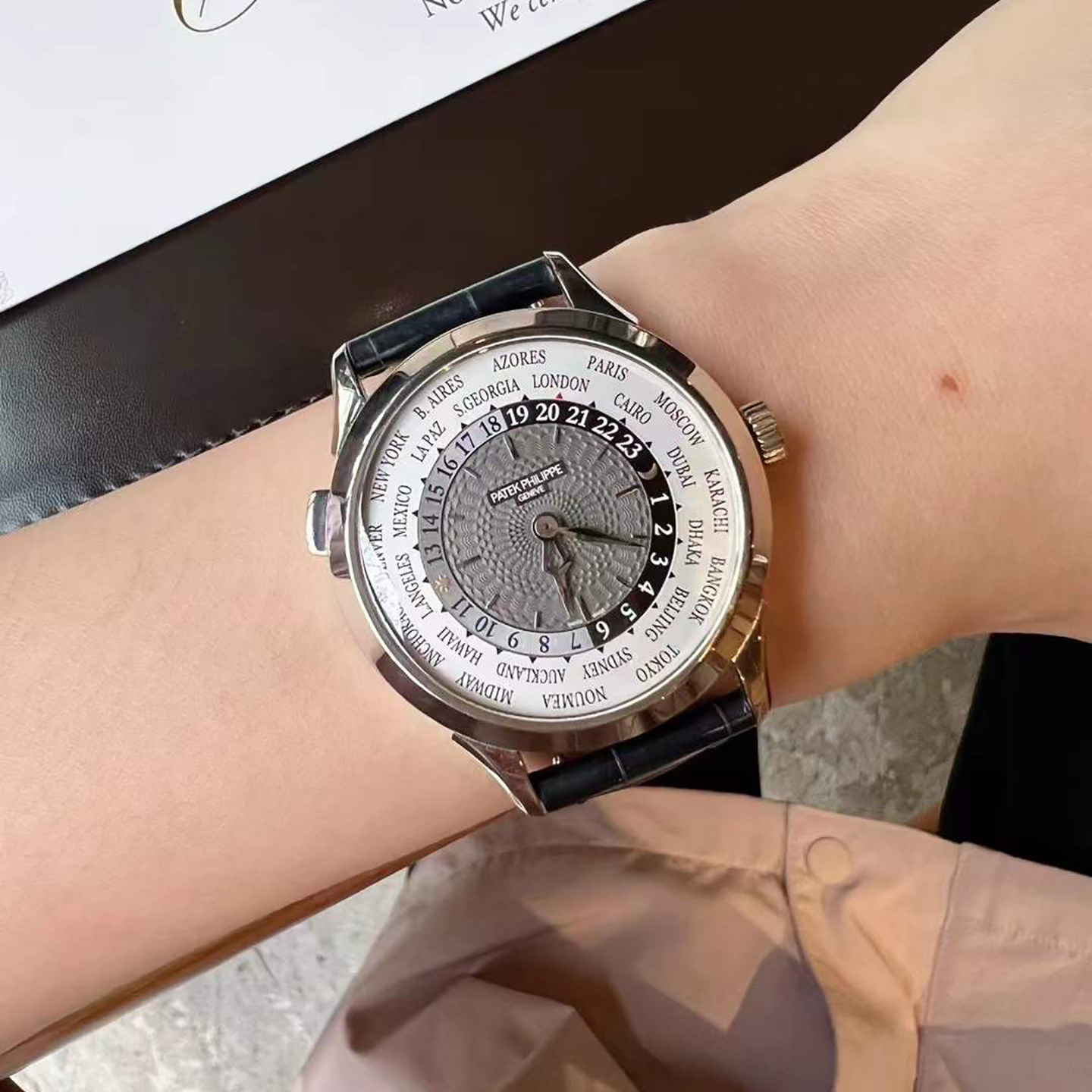 盒证正品百达翡丽复杂功能时计世界时自动机械手表男98新5230G图片