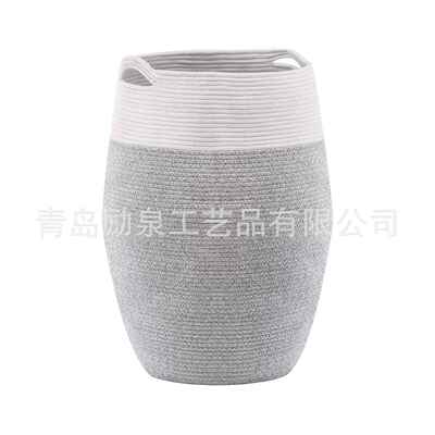 棉绳物编W07130织脏衣筐棉线鼓储收纳篮棕杂色39*4整9*65大肚脏衣