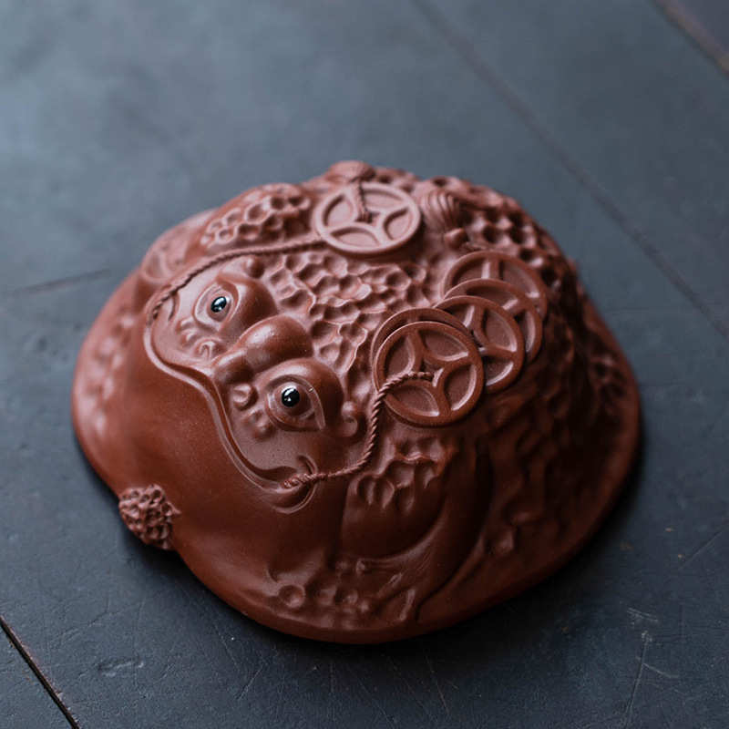 宜兴紫砂杯主人杯茶杯品茗杯核桃金蟾招财杯吉祥如意茶具套装批发