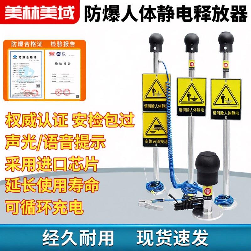 人体静电释放器触摸式工业防爆静电消除器仪球柱声光语音报警装置