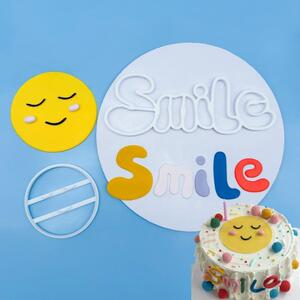 河马泥塘新款多巴胺色系smile笑脸蛋糕翻糖切模甜品装饰烘焙模具