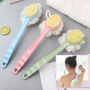 Dual-sided Exfoliating Long Handle Soft Bristle Bath Brush f
