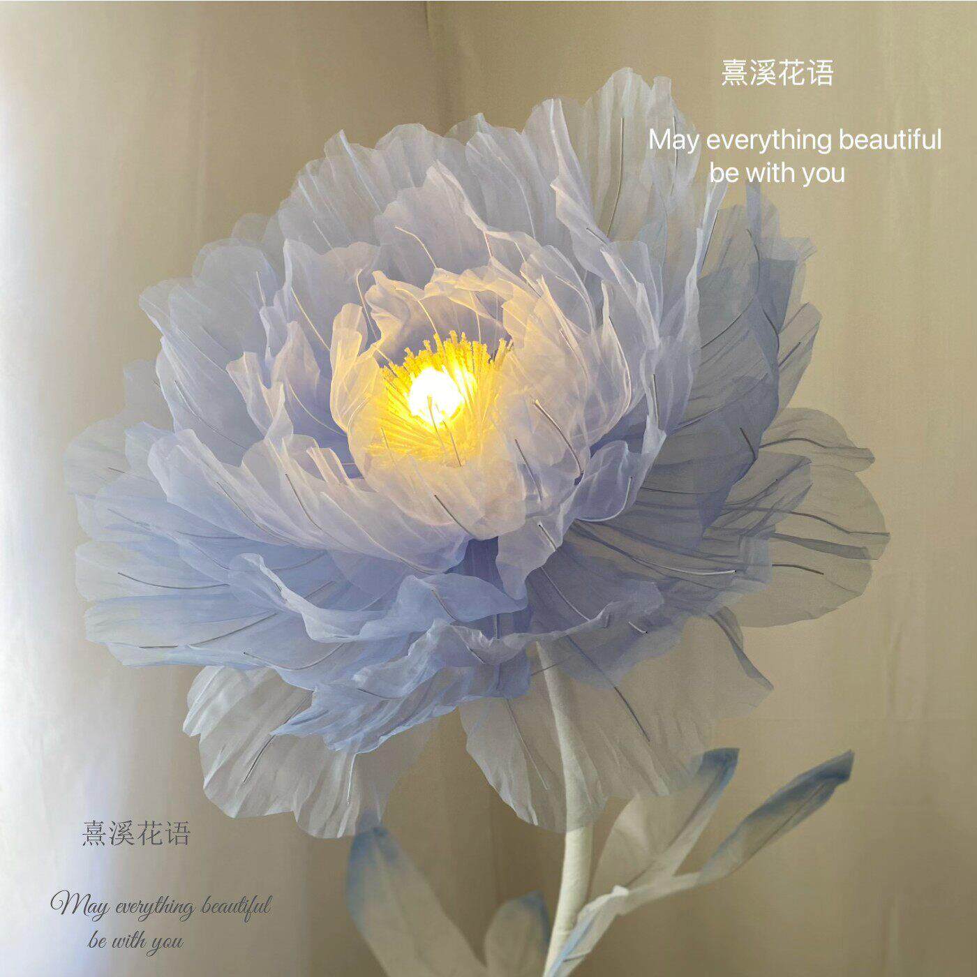 会动的花大型自动开 合花马达械真丝动态牡丹花手工彷真花落地灯