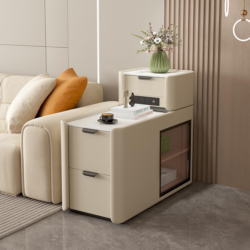 爱莱德沙发边几扶手柜带插座轻奢高级感小户型客厅多功能移动边柜置物柜