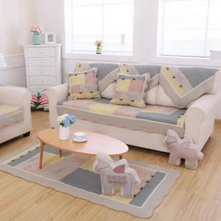 高档M.lie 全棉棉防滑坐沙发垫子纯田园垫沙发套f罩靠背 韩单出口