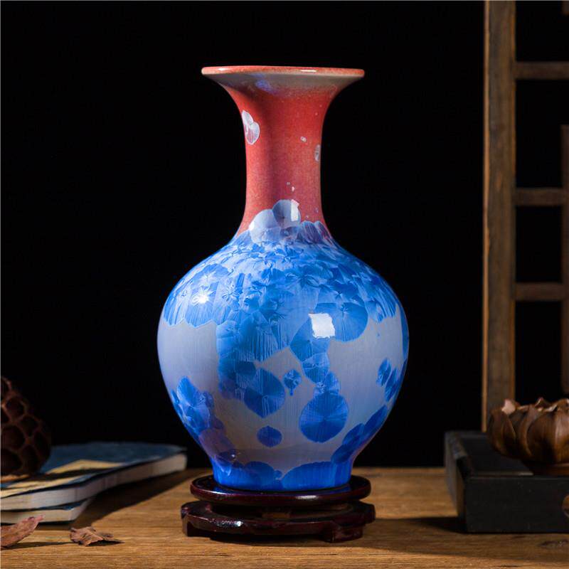 景德镇陶瓷器结晶釉花瓶家居饰品客厅书房玄关桌面插花电视柜摆件