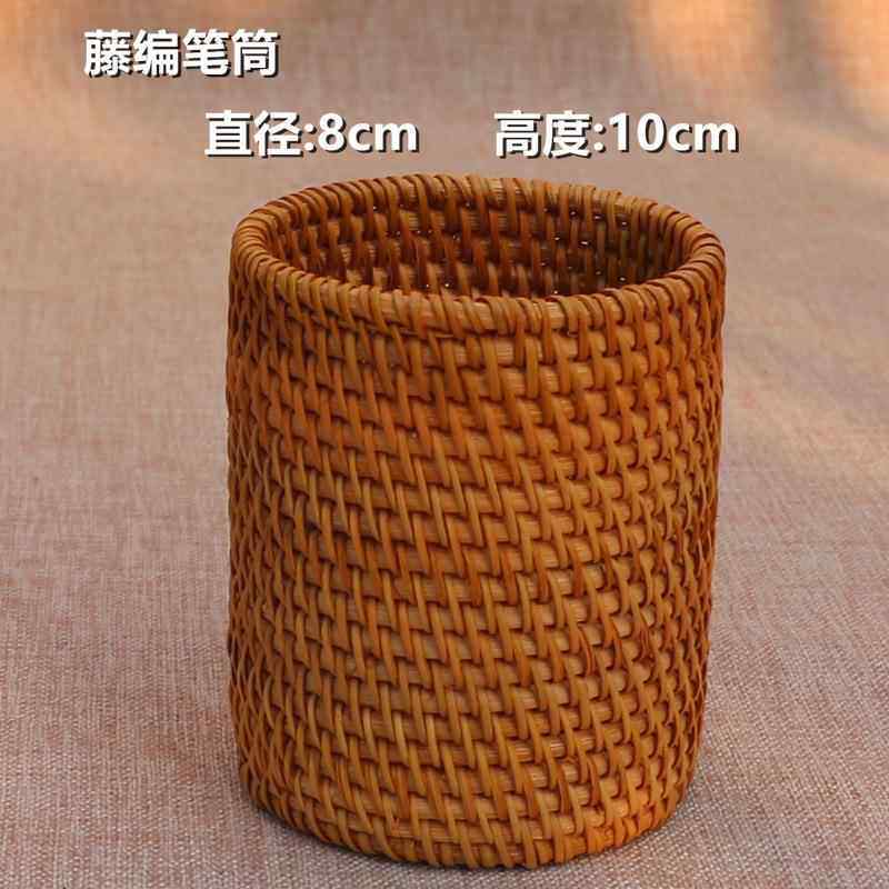 越南秋藤编笔筒茶具竹茶夹茶勺茶针普洱茶六君子茶道配件收纳筒