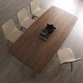 北欧长方形餐桌意式 极简北美实木西餐桌原木黑胡桃木简约中古铁艺