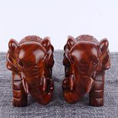 花梨木FS7M59TJ实电木大象摆件中居式 家艺客厅视柜桌面装 饰品木雕