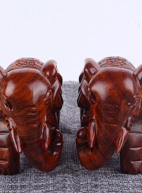 花梨木FS7M59TJ实电木大象摆件中居式家艺客厅视柜桌面装饰品木雕