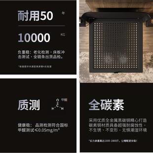 薄床头铁艺碳素钢铁架床意式 轻奢悬浮双人床真皮头层牛皮主卧AP