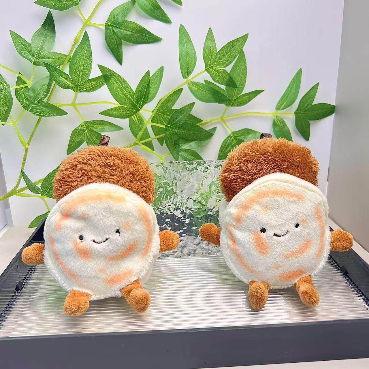 网红西安特色菜肉夹馍创意可爱毛绒包包挂件书包挂饰卡通毛绒玩偶