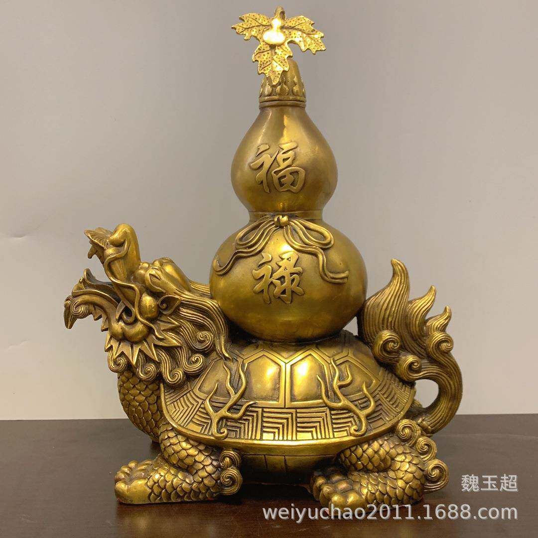 纯铜龙龟葫芦摆件化横梁顶梁家居装饰品大小号家用开盖铜龙龟摆件
