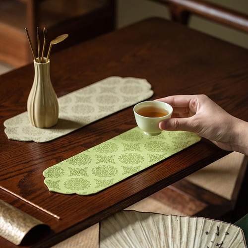 织茶席套组长布安菊茶席金丝提花中式一人复古艺桌布旗茶桌锦茶垫