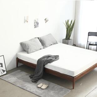 胡桃实木床架木无床头榻米全OLY实木无悬浮床双人床榻卯榫纯实黑