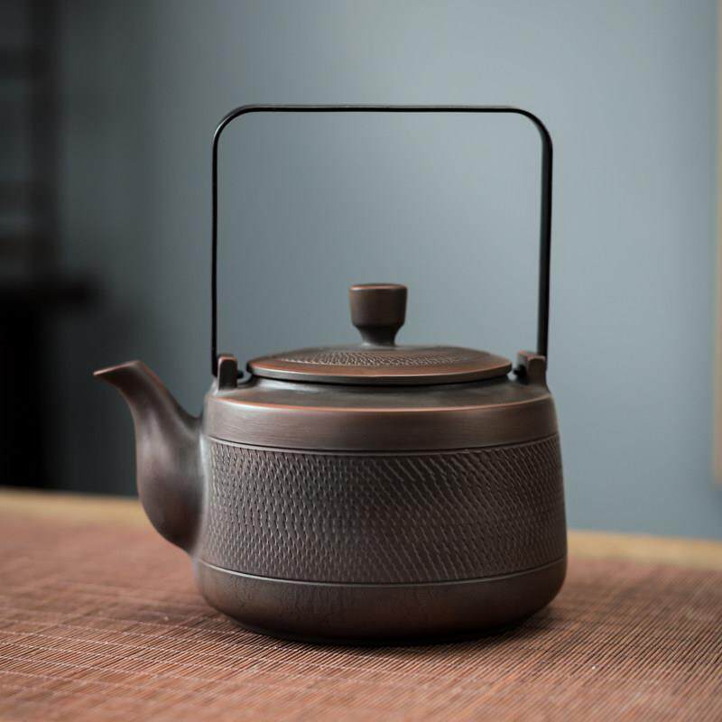 紫陶茶壶单壶大号纯手工跳刀陶瓷大容量泡茶壶提梁壶泡茶具家用