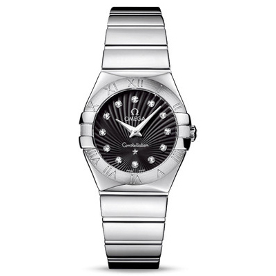 一口价98新27mm欧米茄星座123.10.27.60.51.002镶钻石英女表正品