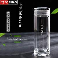 思宝水晶之梦双层玻璃杯高山流水泡茶杯个人专用山水之音喝水杯子