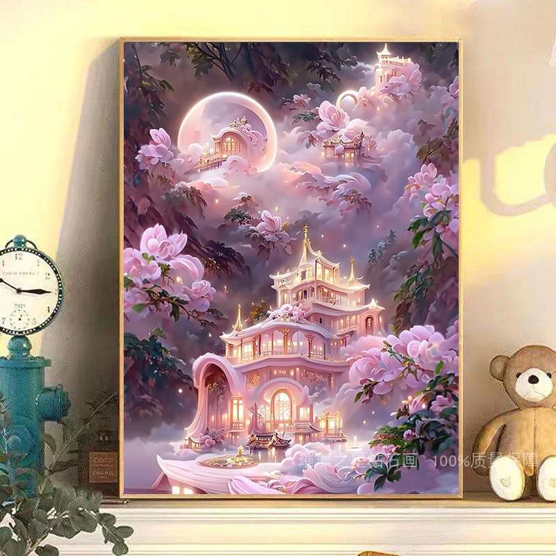 钻石画满钻月亮宫殿点贴钻十字绣卧室新款小学生手工钻diy高难度