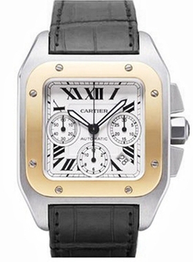 [9.8新]卡地亚公价101000大号山度士间金自动机械男表W20091X7