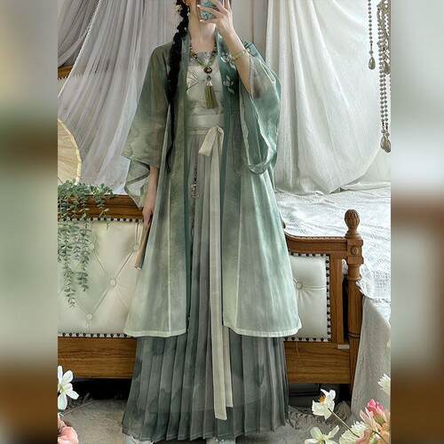 大尺码汉服女胖mm宋制长干寺齐腰百褶裙新中式日常春夏款200斤仙