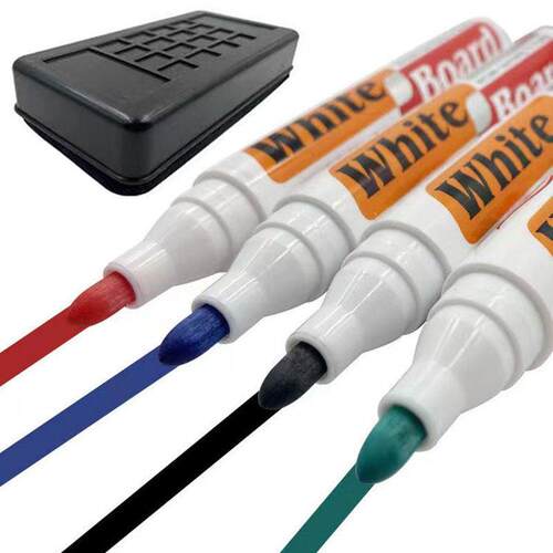 4Pcs Color Erasable Whiteboard Marker Pen With White Board