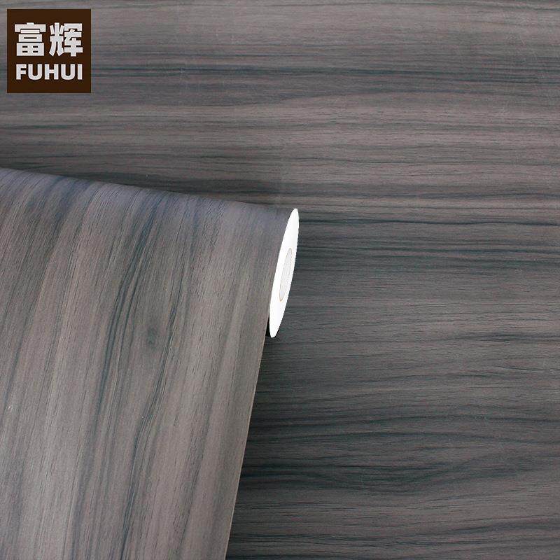 深灰色装饰木纹自粘墙纸3D立体家具翻新贴橱柜导气槽波音软片贴纸