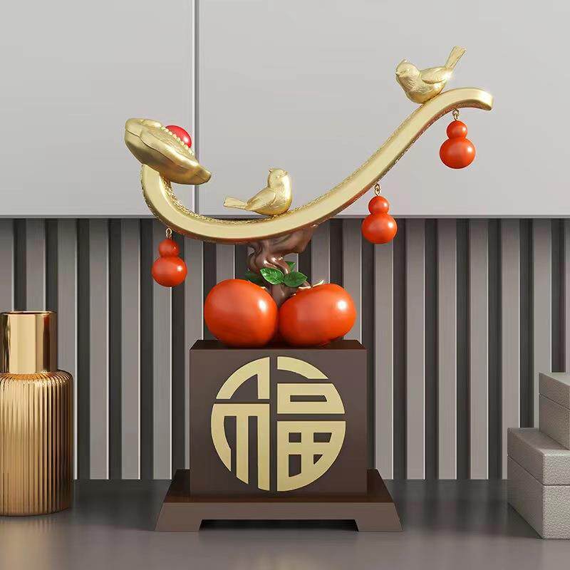 新款直销新中式创意事事如意柿子摆件客厅电视柜书柜酒柜装饰乔迁