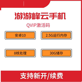 游游蜂云手机月卡激活码Q安卓系统10运存2.5G储存30G