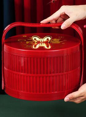 婚饺子盒层婚礼新娘陪嫁双手提食盒SH-sc-16分新人回礼水饺面条格