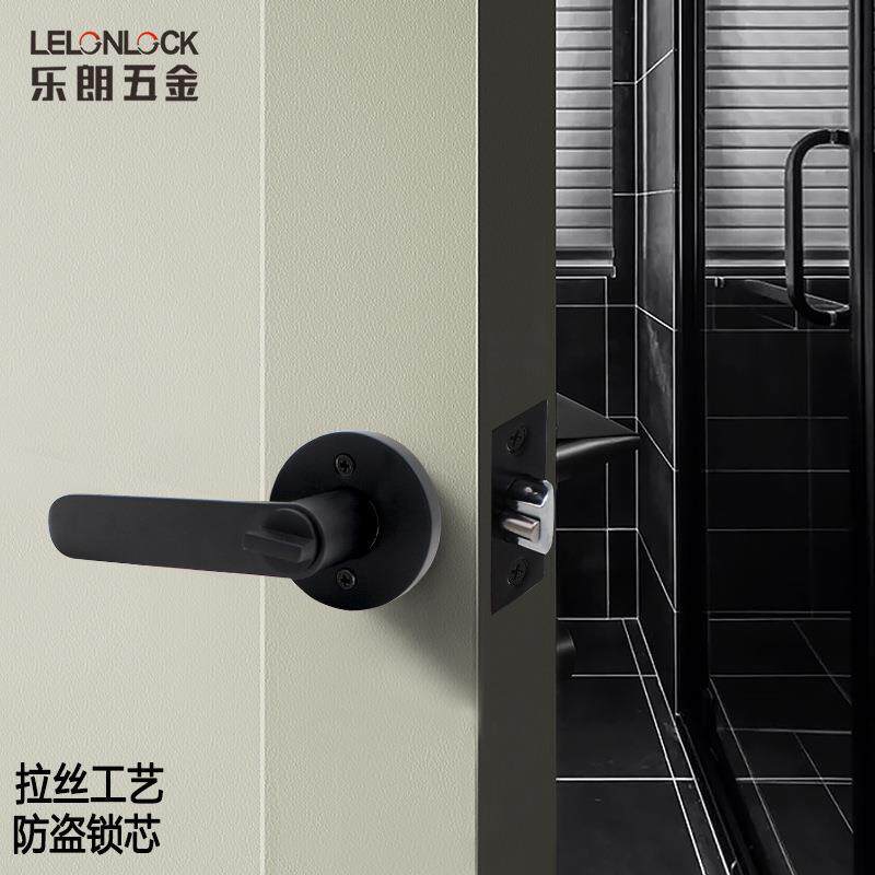 工厂锌合金三杆锁直角门把手锁淋浴房扁管拉手实心执手锁具