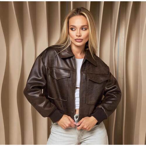 Women's autumn faux leather pilot jacket jacket