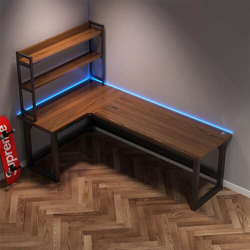 转角桌电脑电竞双人台式家用拐式组合卧室L型办公子书书架厂家热